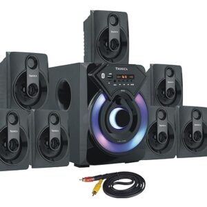 TRONICA Series 7.1 Channel Home Theater System Bluetooth, USB, FM, SD, AUX, RCA Inputs, LED TV Compatible, 4" Active Subwoofer, 3" Passive Radiator, Vivid Lighting, Wireless Remote